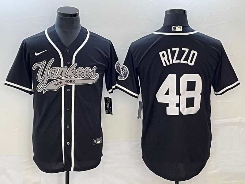 Men's New York Yankees Anthony Rizzo #48 Black Jersey Joint Edition